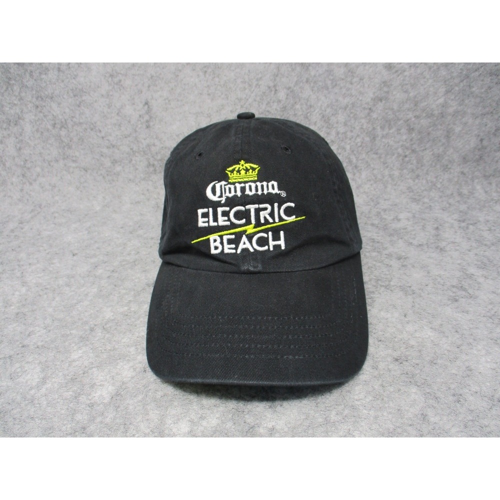 Corona Hat Cap Strap Back Mens Black Yellow Electric Beach Beer Outdoors Retro